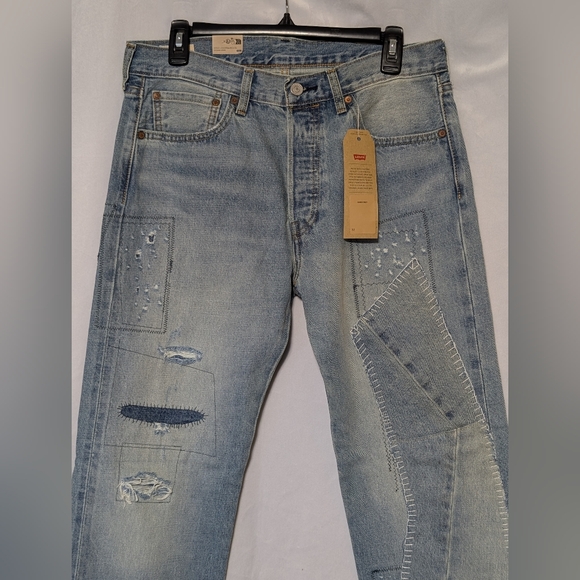 NWT Levis 501 Original Transitional Straight Leg Destructed Selvedge Jeans 32x31 - Picture 14 of 16